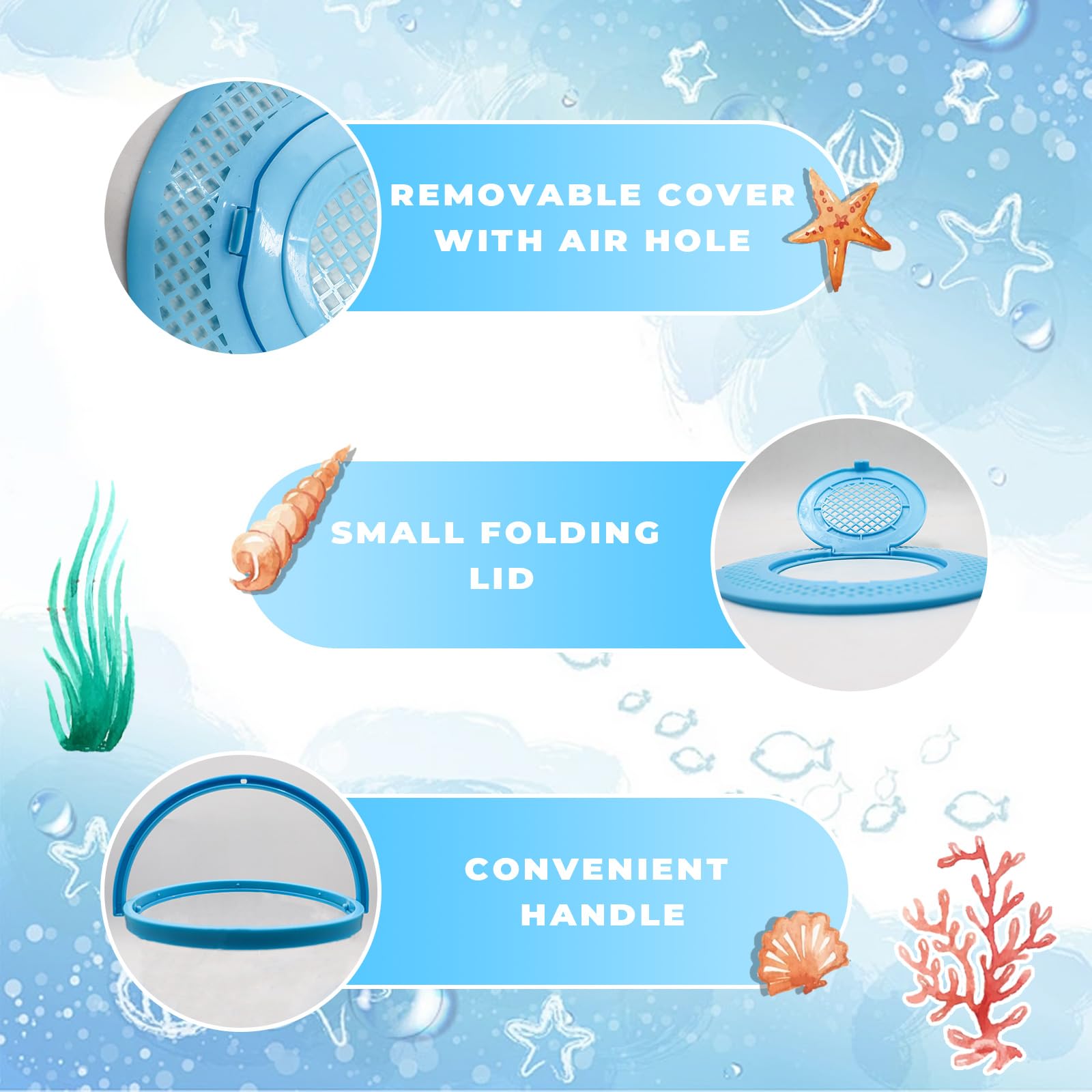 Petit aquarium pliable, aquarium portable, récipient de transport de poissons, bol à poisson en plastique, réservoir débutant, excellent concept pour attraper et libérer les bestioles, plage, piscine