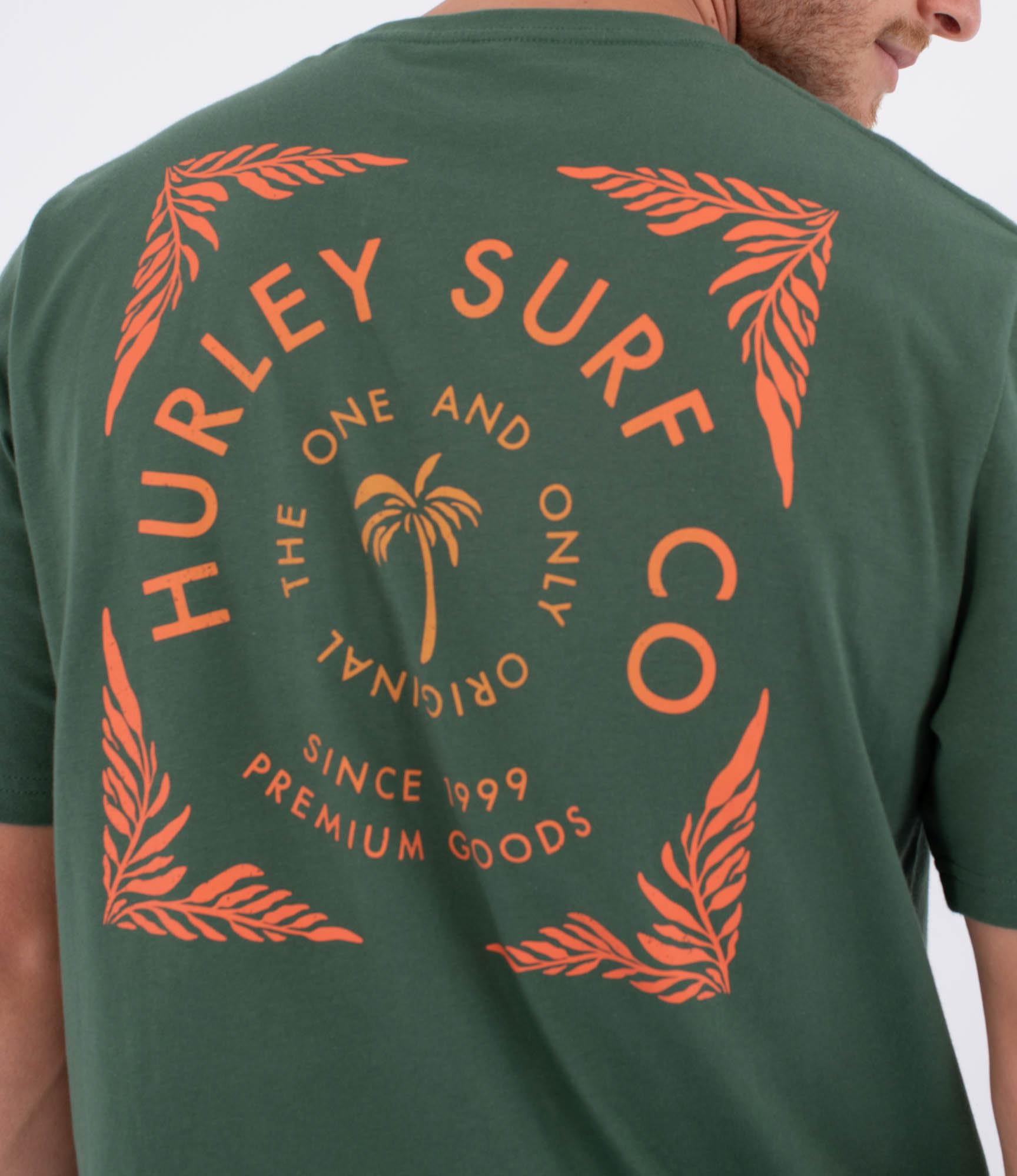 Hurley Mens Short Sleeve Printing Press Savage T-Shirt, Green, L EU
