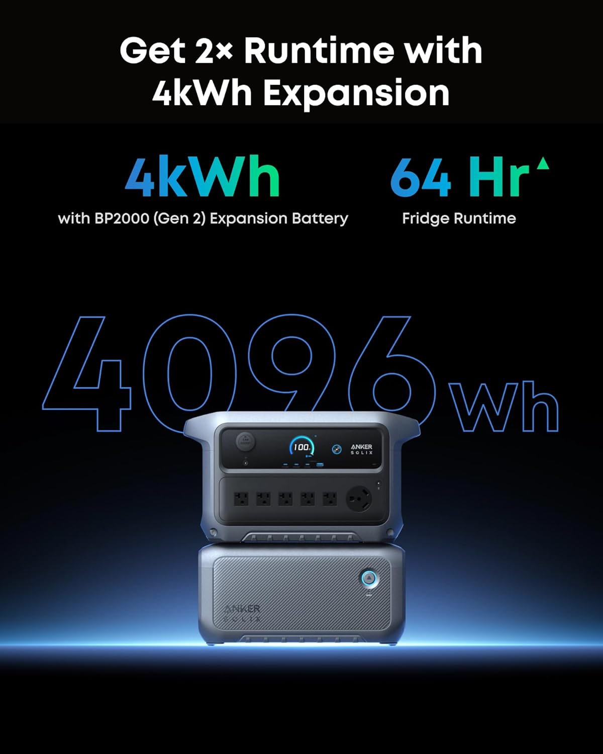 Anker SOLIX C2000 Gen 2 stacked with an expansion battery