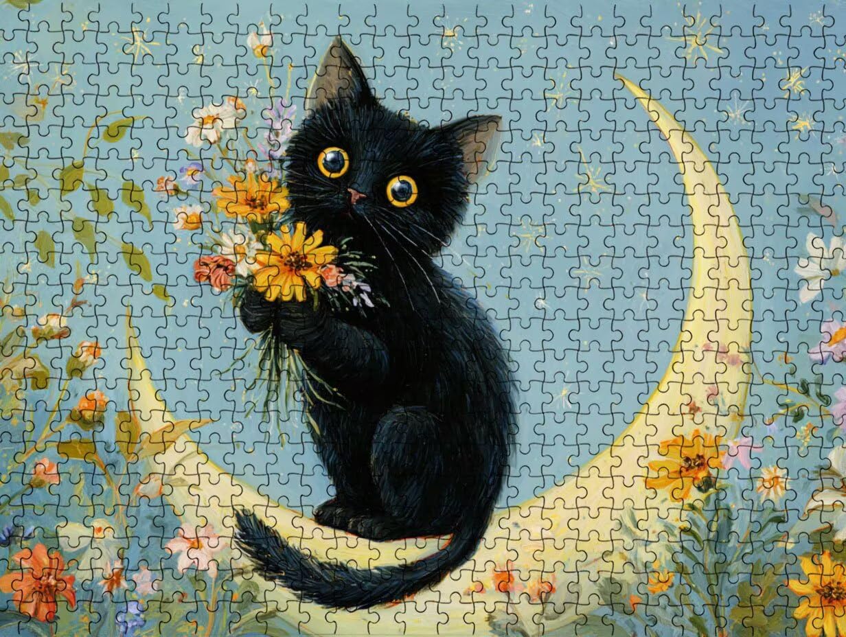 Puzzle per Adulti 5000, Luna Gatto Nero, legno Classico Puzzles LDYQS6-686