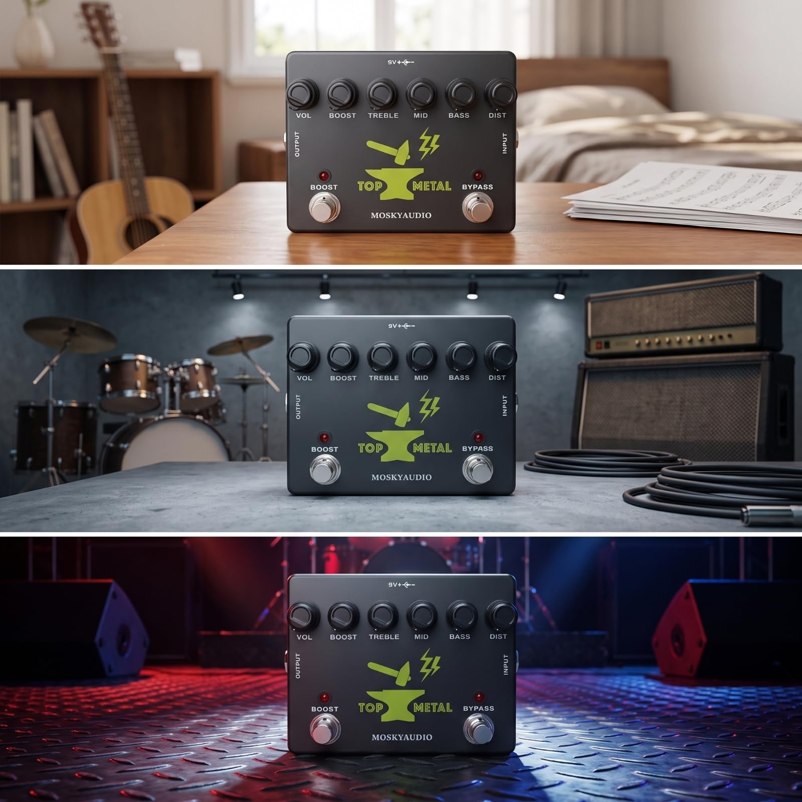 Effektpedal mit Stabil Verzerrerpedal Kompakt Gitarren-Effektpedal für Gitarristen, Proberaum