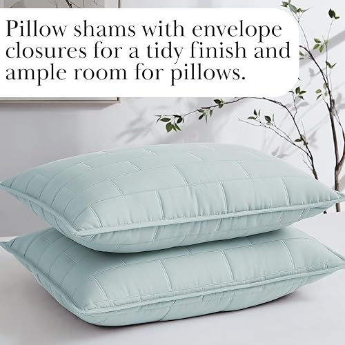 Vista 106 de Southshore Fine Living - Juego de funda acolchada de 6 piezas, diseño de hojas botánicas, color azul Hojas Botánicas Azul