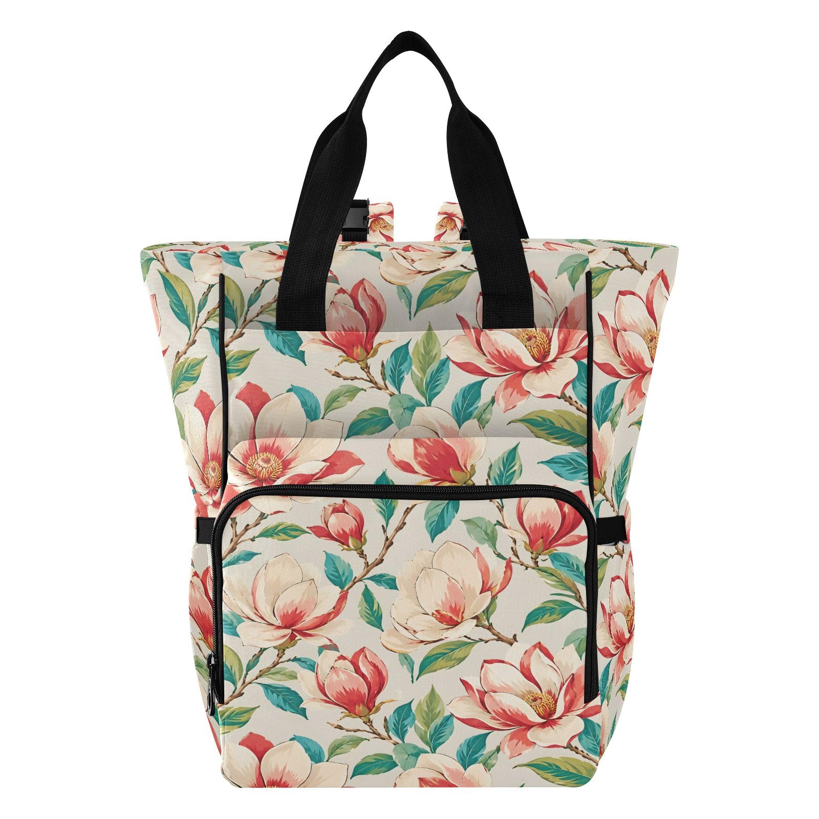 Mnsruu Red Gardenia Pattern Baby Diaper Bag Zaino Grande Borsa Impermeabile Viaggio Pannolino Borse per Mamme e Papà