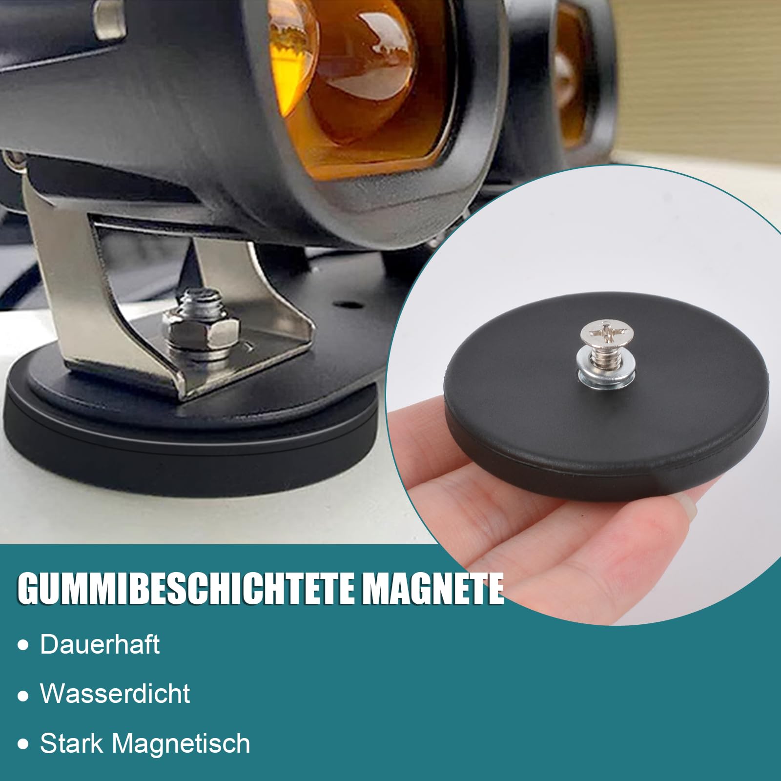 Lot De 6 Aimants Néodyme Caoutchoutés – Filetage M4 – Force 15 Kg – Pour Fixation De Barres LED Ou Accessoires - 10