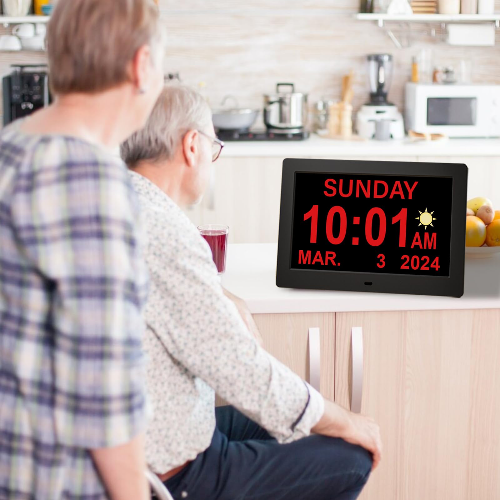 Horloge Numérique 10 Pouces Pour Personnes Âgées – Calendrier Clair 8 Langues, Alarmes, Rappels Médicaments, Grand Écran Anti-Démence