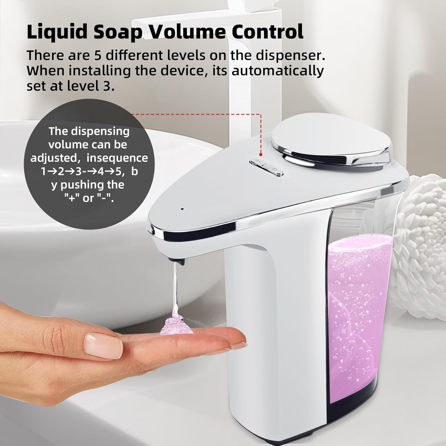 Dispensador automático de jabón, dispensador de jabón de manos y platos sin contacto, funciona con pilas, dispensador de jabón líquido con sensor, 480 ml para fregadero de cocina, baño