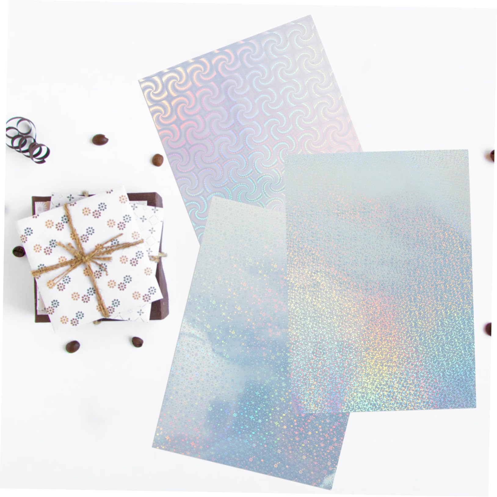 Bedruckbares Aufkleberpapier für Drucker A4, 30 Stück | Holografische Optik, Aluminium Laminatfolie, Stark Haftend und Zuschneidbar, für Büro und Unternehmen
