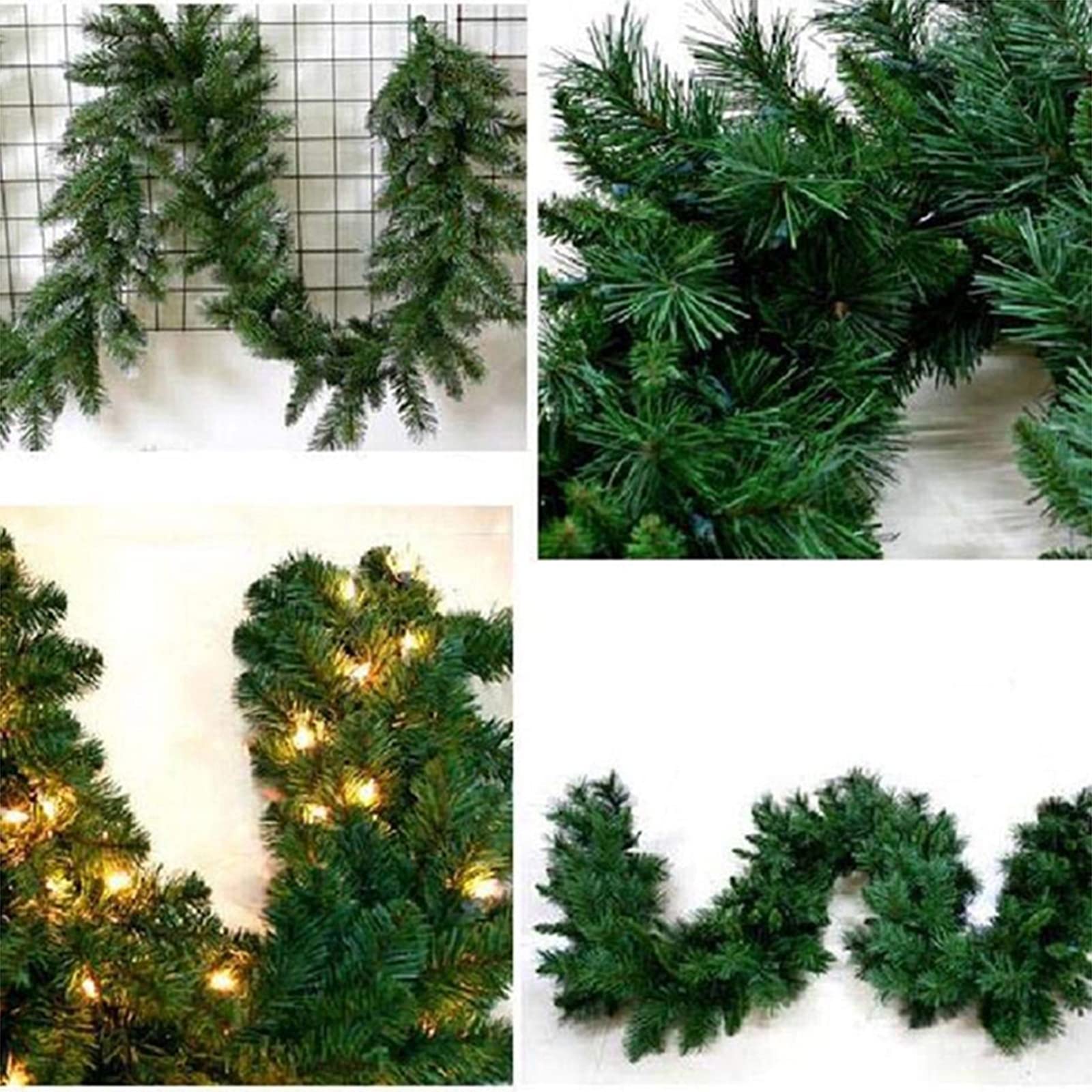 Guirnalda de Navidad artificial, adorno colgante de ratán de pino para decoración de fiesta en casa, 2,7 m, 200 cabezas para festividades navideñas