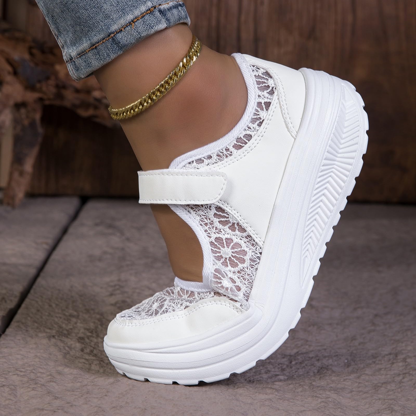 Zapatillas modernas Mary Jane de plataforma para mujer, de malla transpirable, con correa de , para caminar a diario y uso casual