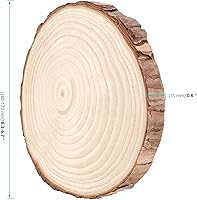 Vista 2 de FUNSUEI 12 piezas de rebanadas de madera natural sin terminar de 6 a 7 pulgadas, posavasos de madera natural con corteza, círculos de madera