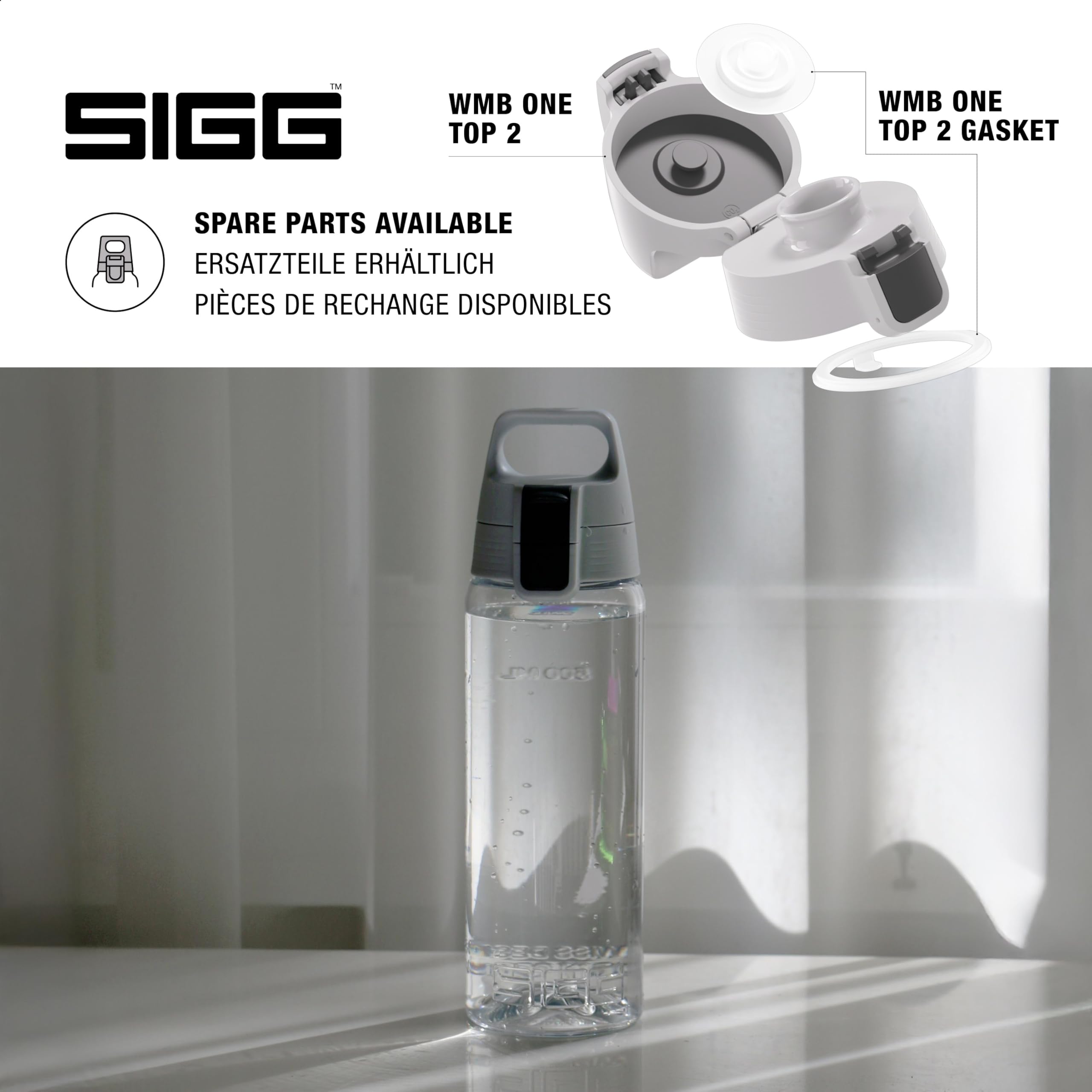 SIGG - Butelka na napoje Tritan – Total Color ONE przezroczysta – nadaje się do napojów gazowanych – nadaje się do mycia w zmywarce – szczelna – lekka, nie zawiera BPA, przezroczysta, 0,6 l