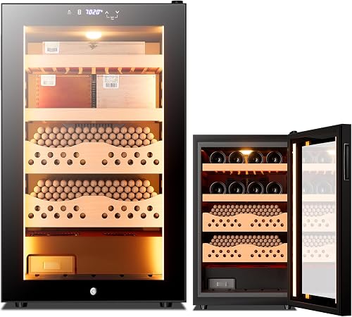 70L Electric Cigar Humidor Cabinet for 400 Counts, Humidity Temperature Control