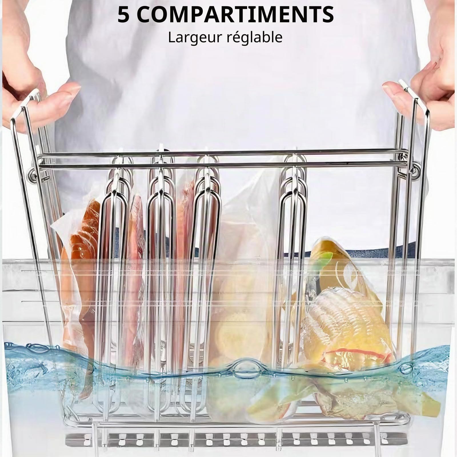 Récipient Sous Vide 12L, Récipient de cuisson sous vide avec couvercle, Couverture Isolante et Grille, pour Cuiseur Sous Vide, Adapté au Poisson, à la Viande et Aux Légumes (sans BPA)