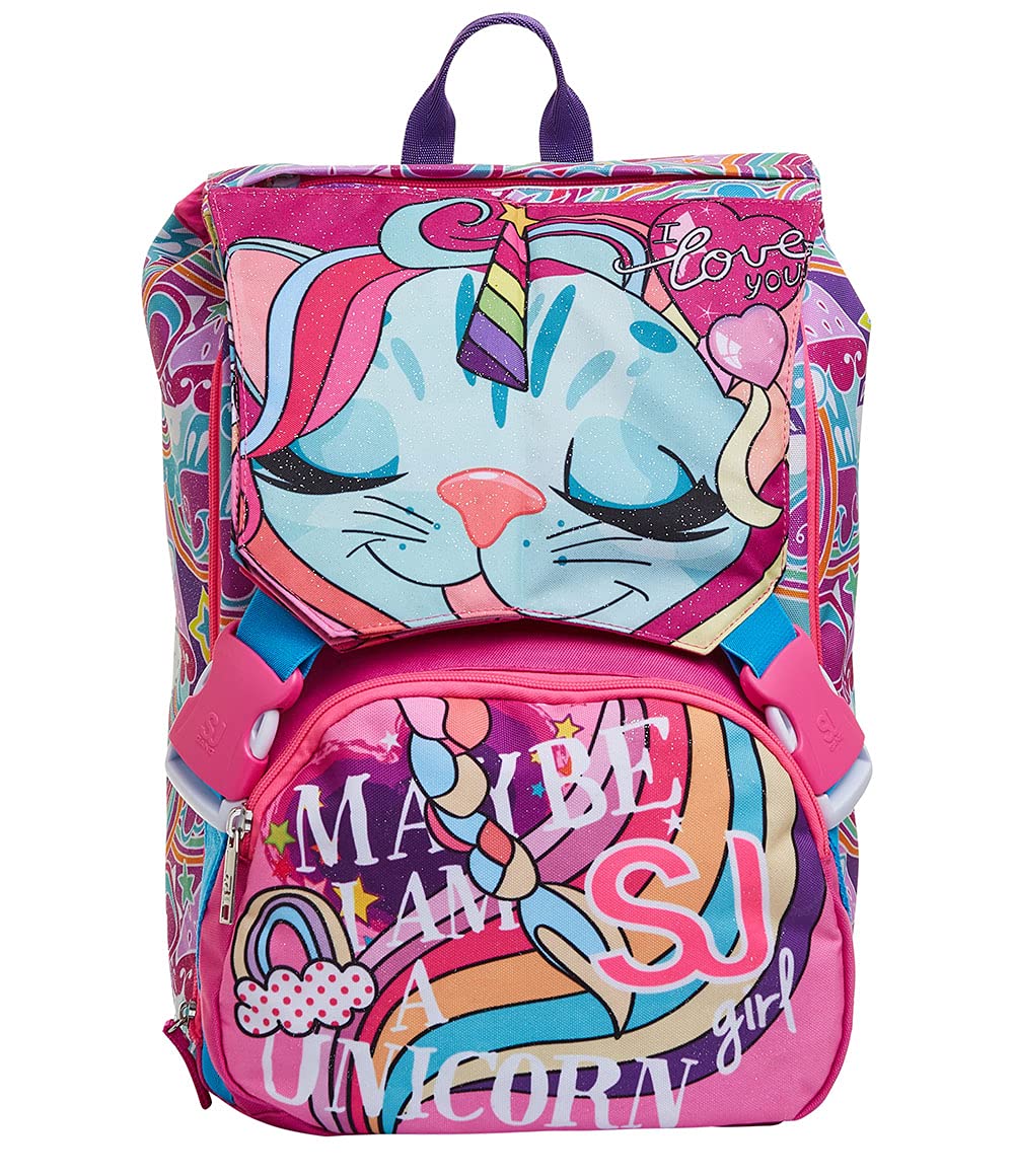 SJ GANG STYLE JAM GANG Zaino Scuola Estensibile, Rosa Fucsia, Cuccioli da SJ, Zaino Doppio Scomparto con Pattine Sfogliabili, Scuola Elementare, Bambina