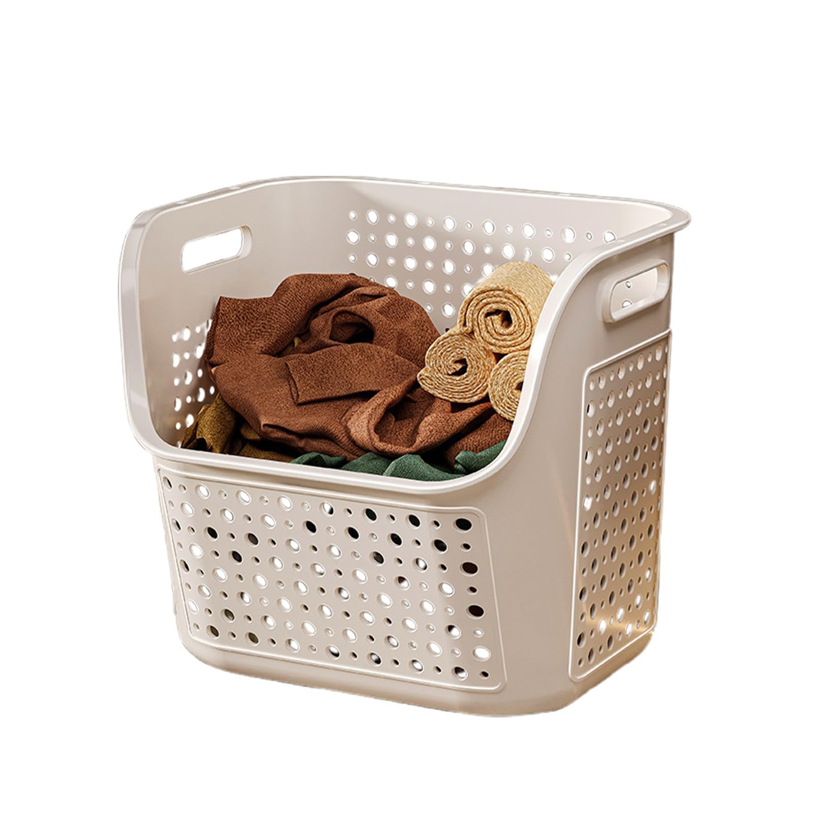 Plastic Laundry Baskets Easy Carrying Waterproof Bushel Stackable Laundry Baskets with Handles and Ventilated Holes Storage Basket for