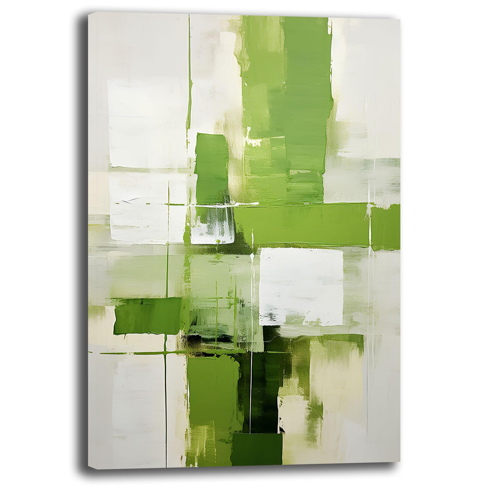Printerland Quadro moderno Verticale Soggiorno Verde Quadri moderni Stampa su tela Canvas Astratto Camera da Letto Cucina (2, 70x100 cm, Canvas intelaiato)