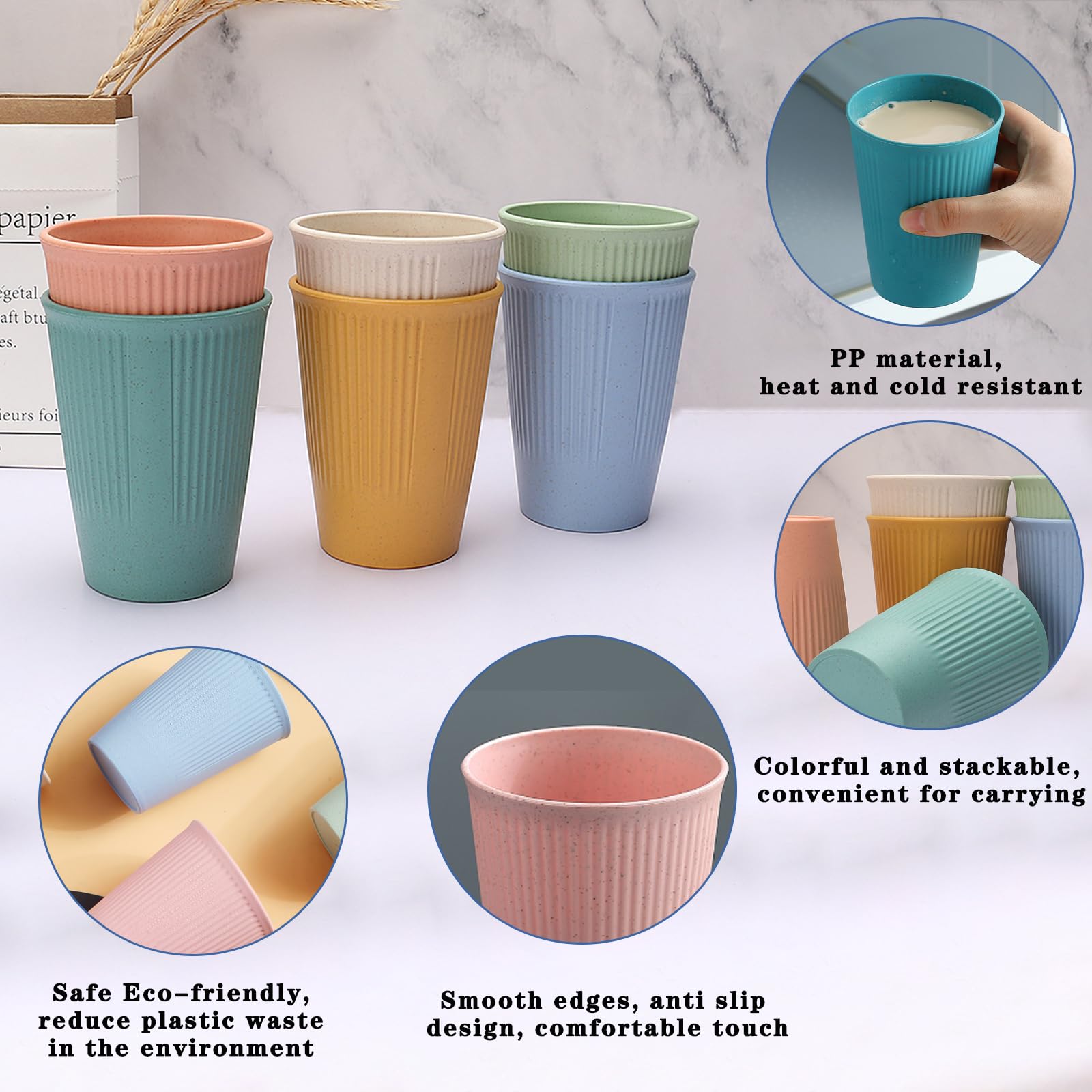 Kyraton Plastic Mokken Set 12 Stuks, Onbreekbaar en