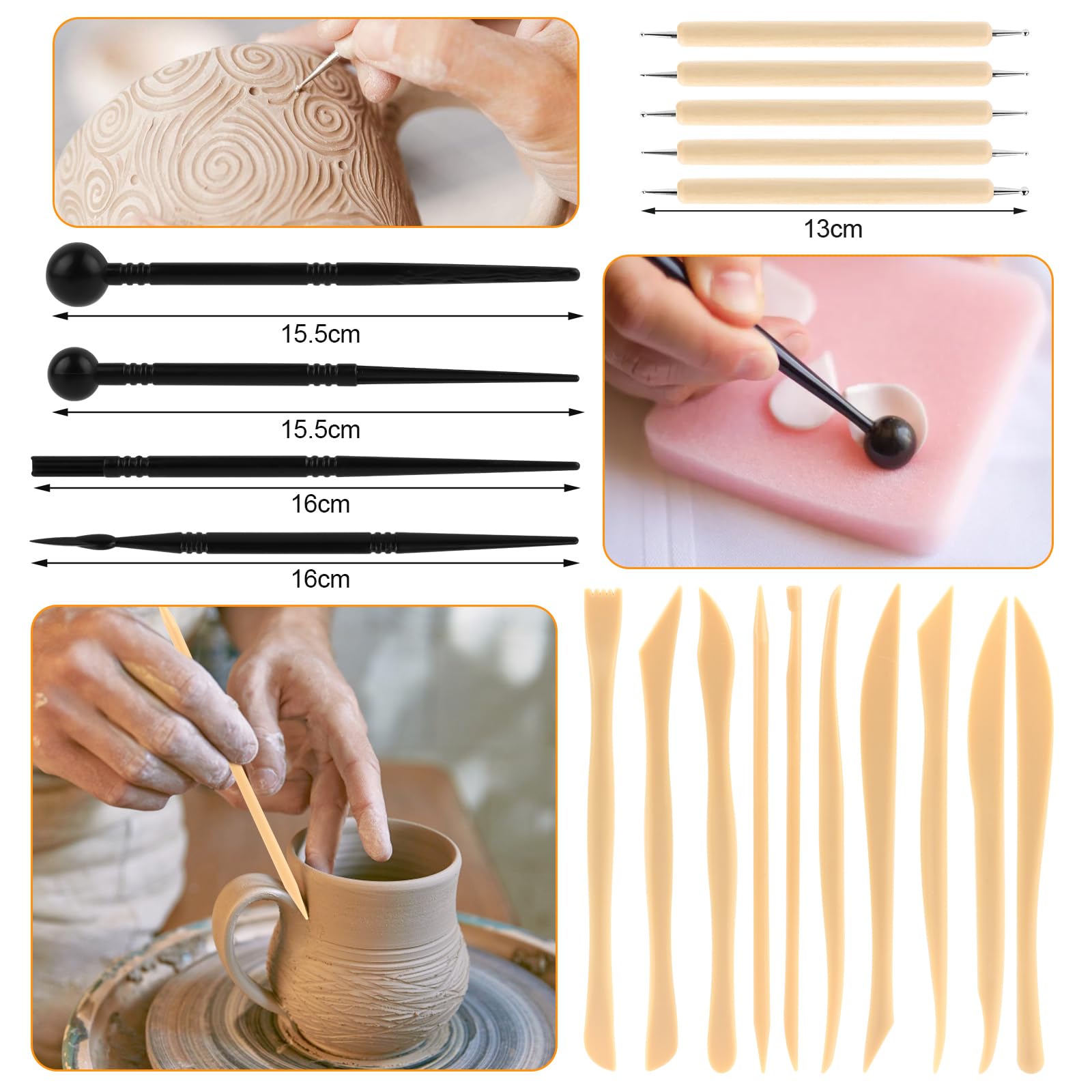Set Da 38 Pezzi Di Strumenti Per Argilla Polimerica E Ceramica - Kit Per Scolpire, Modellare E Intagliare Con Borsa Inclusa - 2