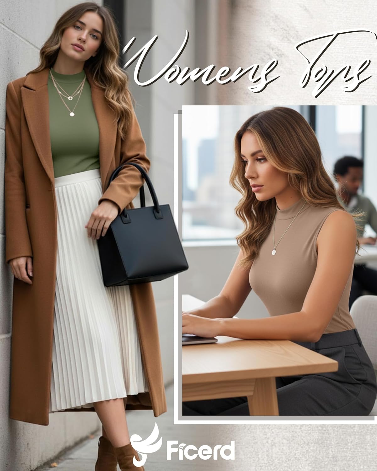 Ficerd 3 Pack Women's Sleeveless Tank Tops, Mock Neck Summer Shirts Slim Stretch Basic Tops Lightweight Knit Tee - Image 4