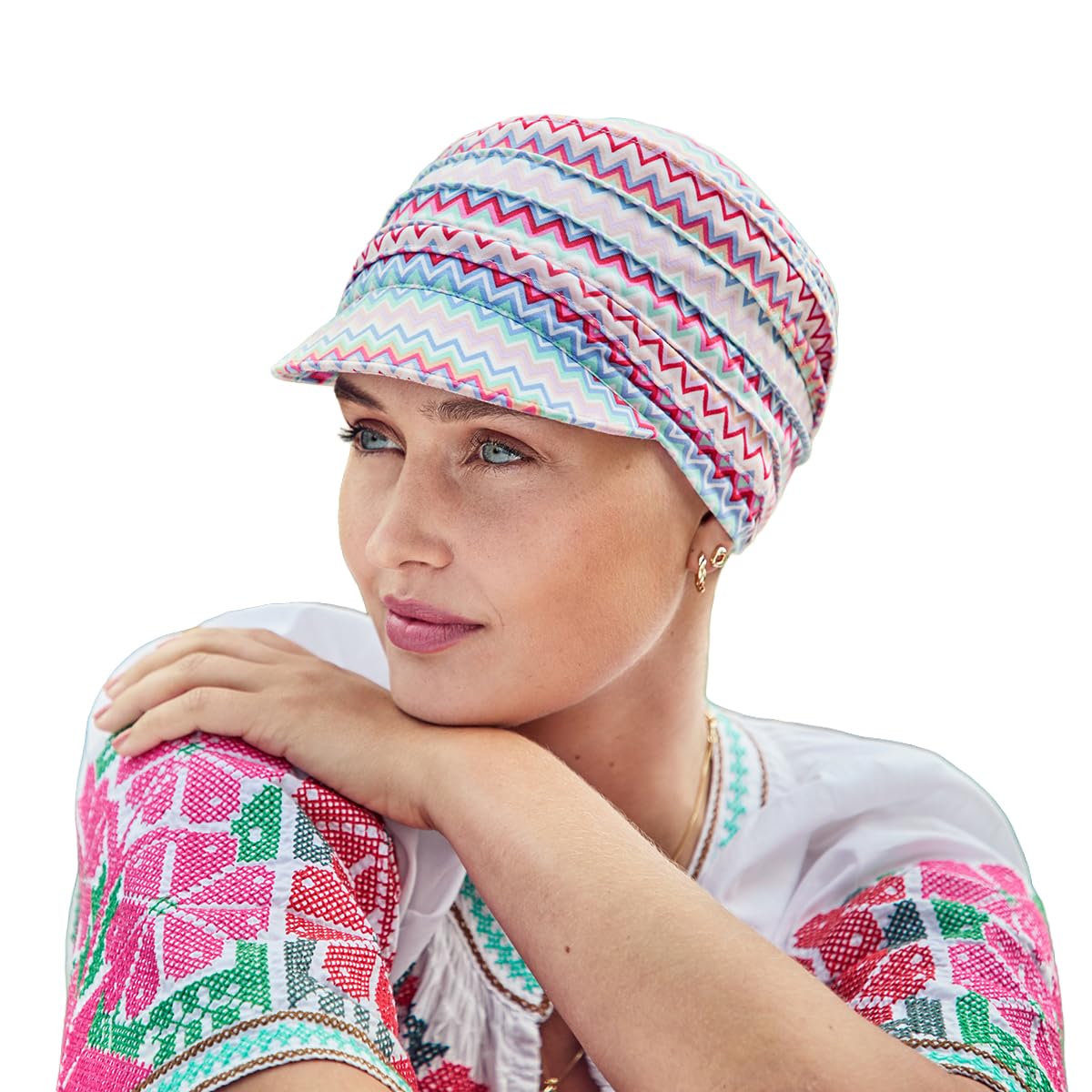 Christine Headwear Gorro Oncológico HocYoga Cap Zigzag Vibes 1600-4079 | Gorra Quimioterapia de Bambú Estampada Factor Solar 50+