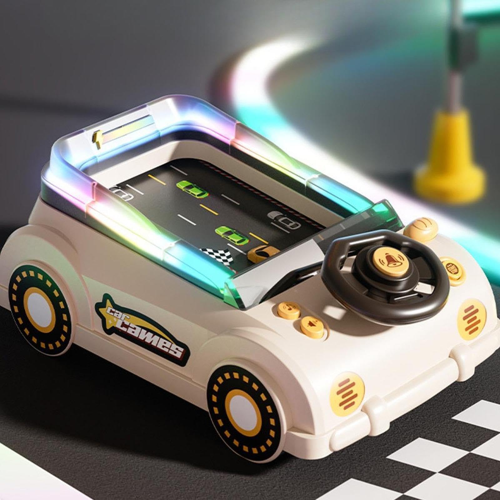 Giocattolo educativo per Bambini, Console di Gioco con Volante coinvolgente, Effetti sonori, Gioco interattivo, Giocattolo per Bambini con Volante,