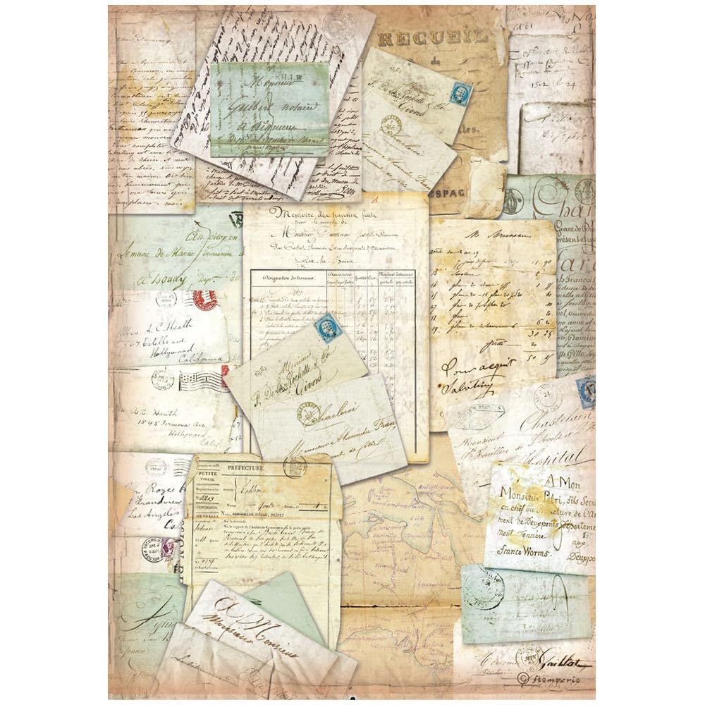 Stamperia A4 Rice Paper Around The World Letters, Multicolour, One Size