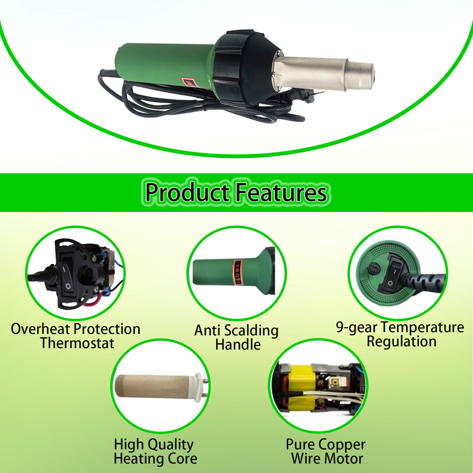 Hot Air Welding Tool Kit for Vinyl Flooring Repair with Quick Nozzles and Roller