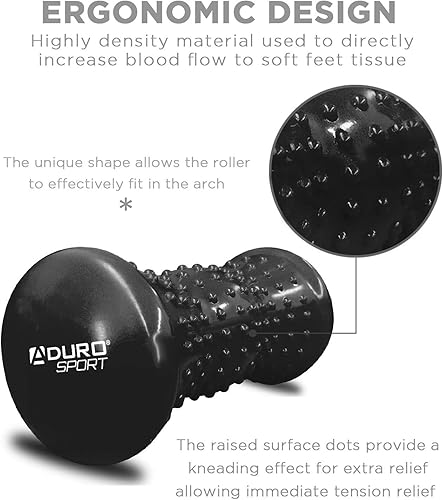 Miniatura 3 de Rodillo masajeador de pies Aduro, alivio del dolor, terapia de pies, herramientas de reflexología y acupresión para pies (negro)