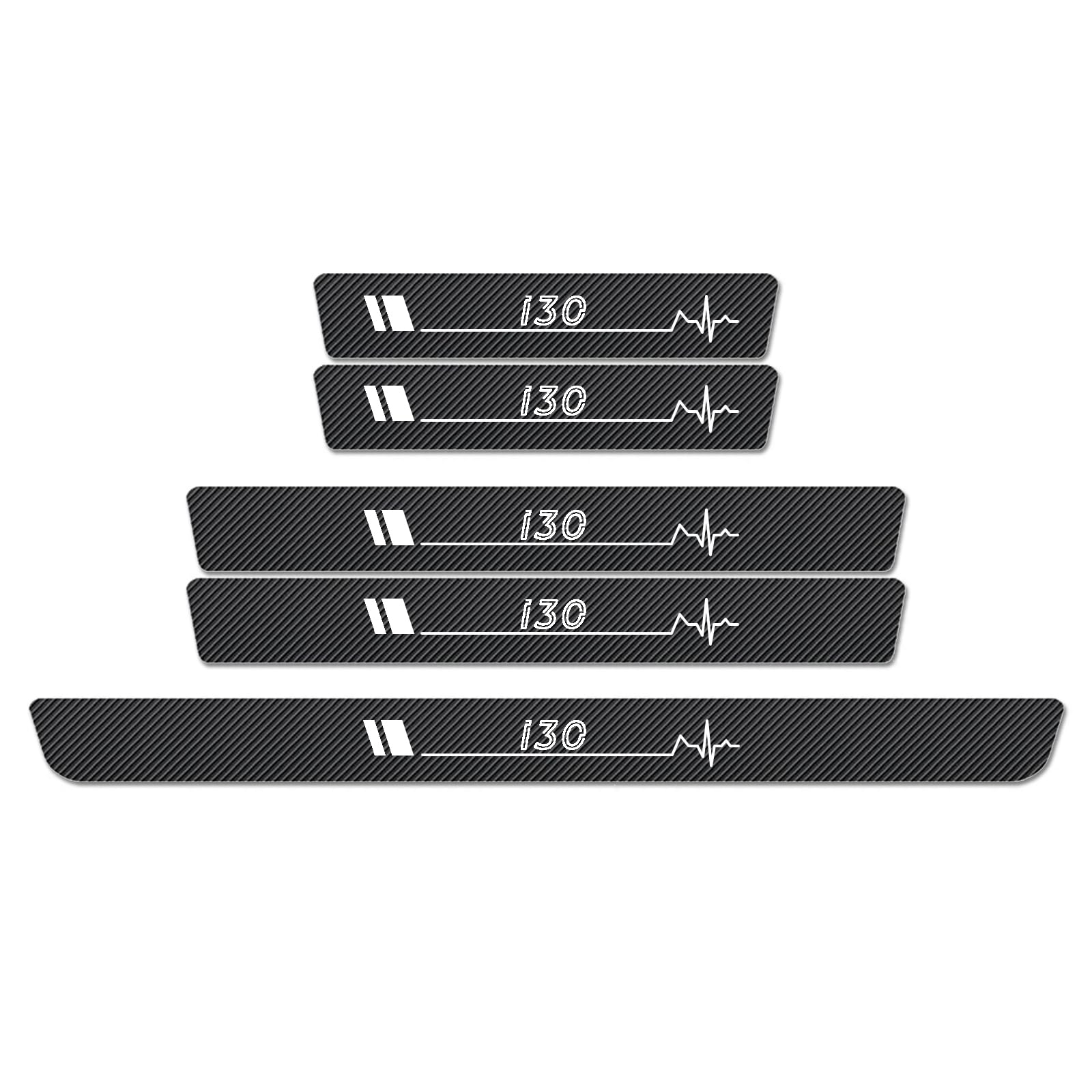 WXH97F Car Door Sill Protector Scuff Plates for Hyundai i30, Carbon Fibre Effect Door Step Guard, Rear Boot Bumper Strip, Self-Adhesive Anti-Scratch Protection Sticker