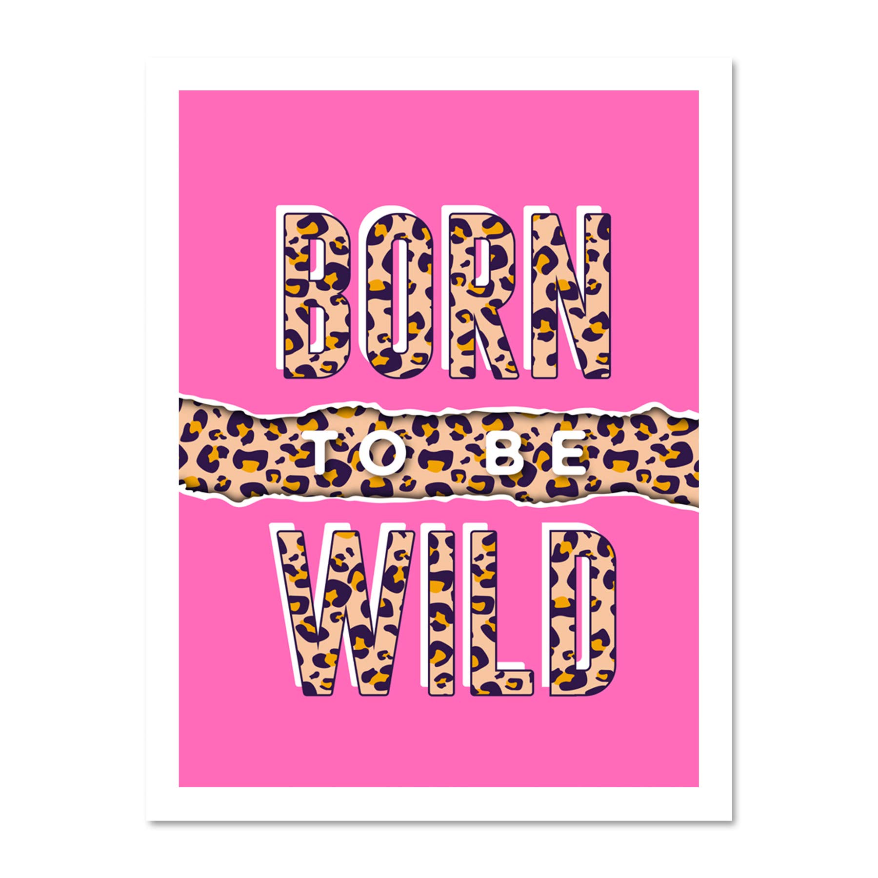 Wee Blue Coo Born To Be Wild Leopard Large Framed Art Print Poster Wall Decor 18x24 inch