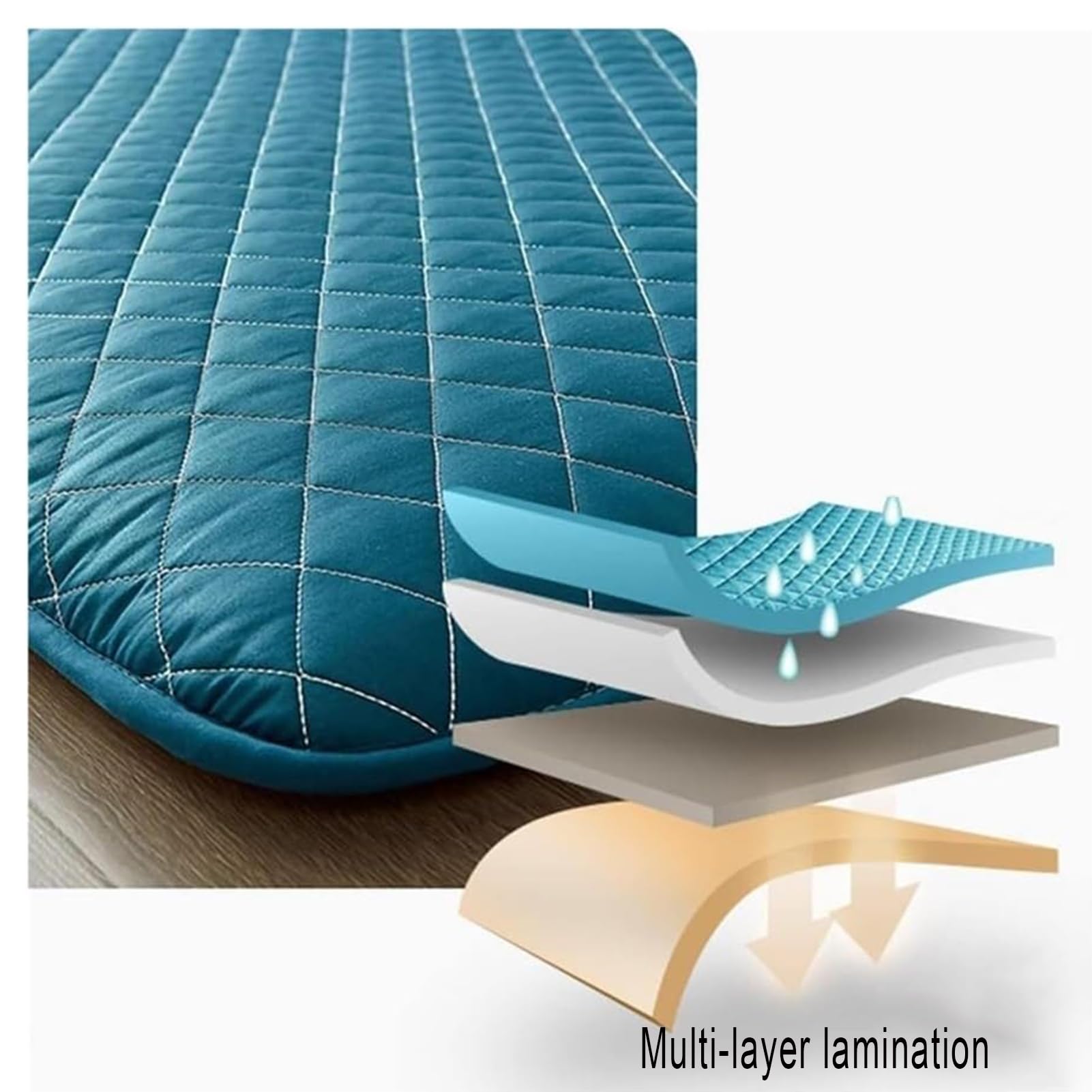 Materasso futon giapponese, 90 x 200 cm, morbido e portatile, pieghevole, per casa e viaggi, design salvaspazio con rivestimento blu per il massimo comfort