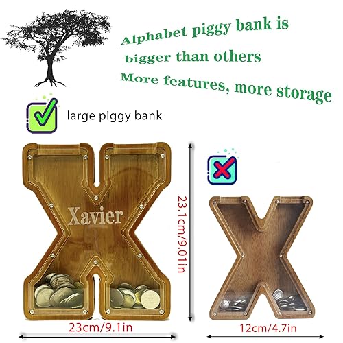 Vista 60 de Personalized Wooden Alphabet Piggy Bank-Kids Piggy Bank-Boys Girls Piggy Bank-Coin Piggy Bank-Bank-Can be Used as Christmas-Birthday Gift-Kids Gift