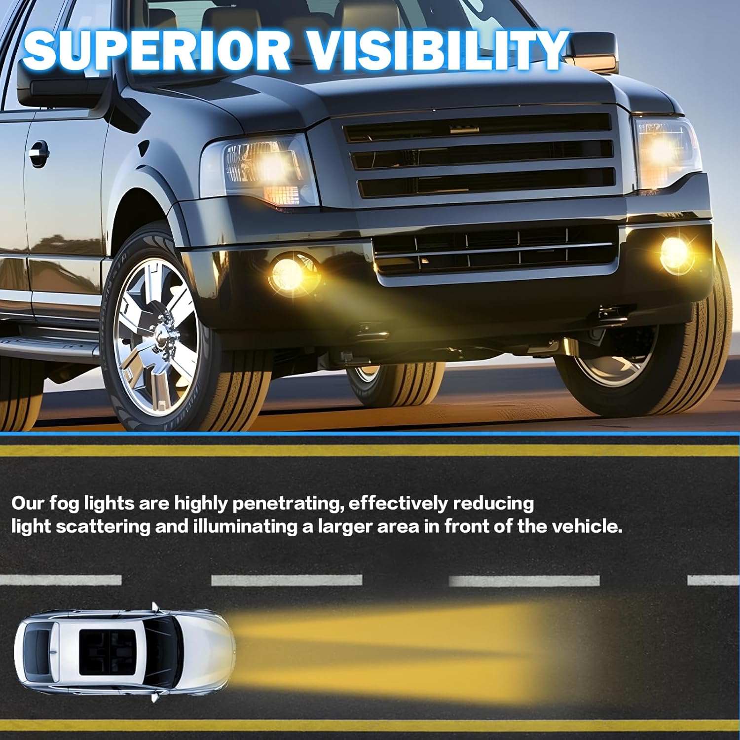 Fog Lights Assembly Compatible with 2007-2013 Ford Expedition / 2008-2011 Ford Ranger Front Bumper Driving Fog Lamps Replacement Halogen Lights Clear Lens
