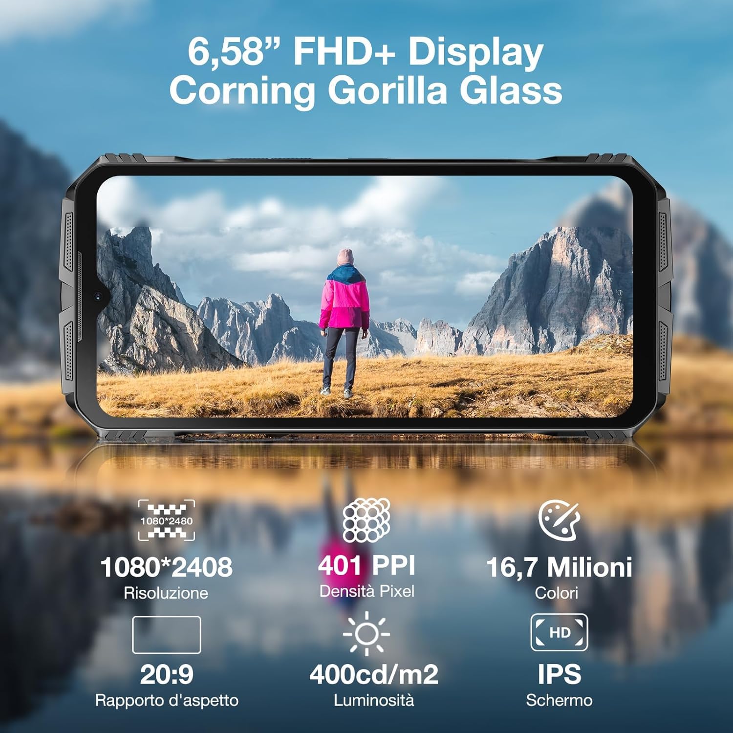 DOOGEE S cyber Rugged Smartphone, 20GB RAM + 256GB ROM, 10800mAh Telefono Indistruttibile, 6.58”FHD Telefono Rugged, 50MP+16MP+5MP Android 14 Octa-Core, Face ID/Fingerprint/NFC/OTC/GPS, Nero Rosso