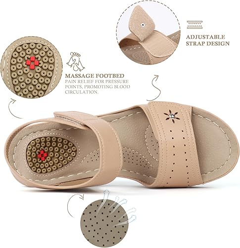 Miniatura 2 de JABASIC Sandalias cómodas para mujer, sandalias ortopédicas para caminar, sandalias ortopédicas con soporte para el arco