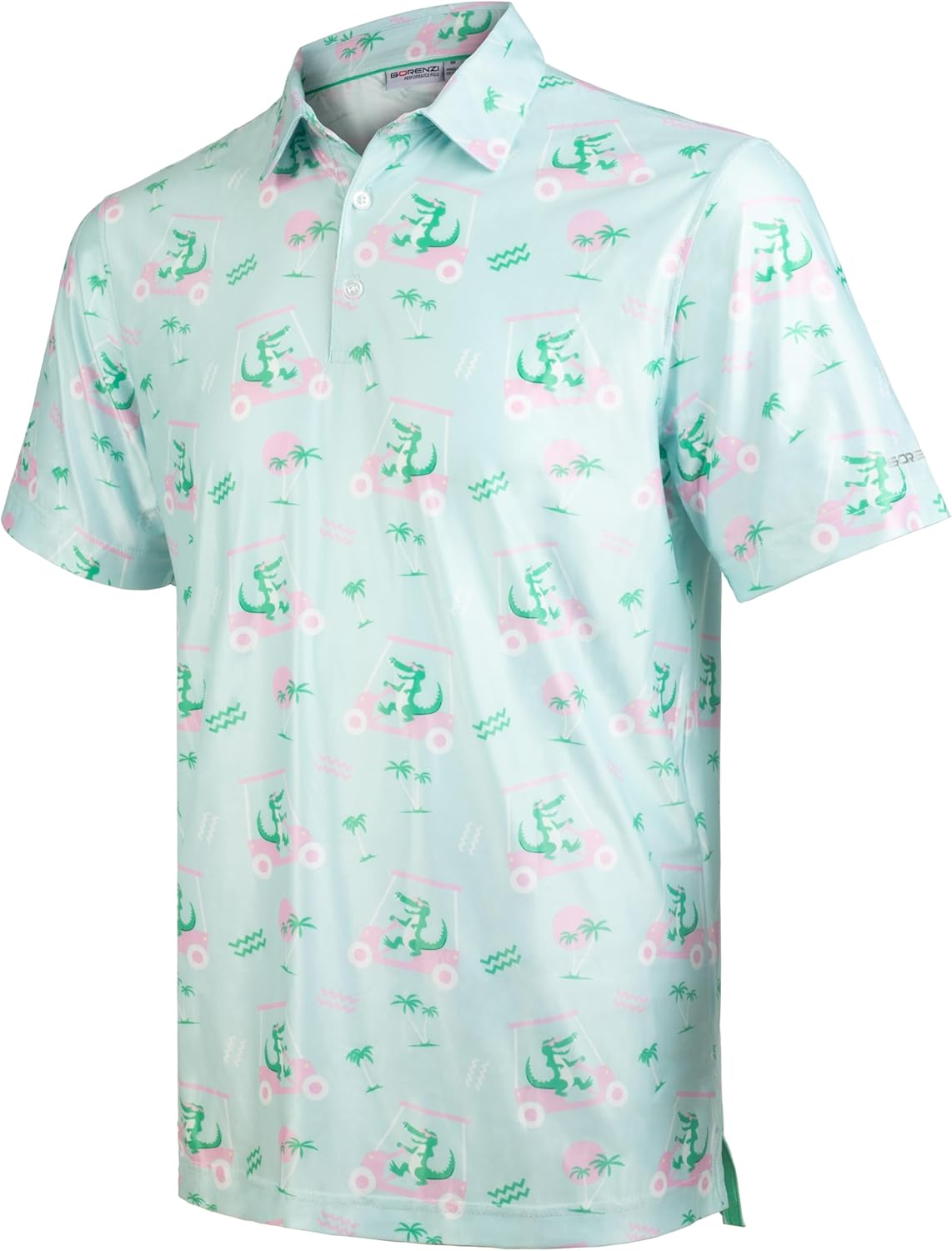 Men's Golf Shirts Short Sleeve Moisture Wicking Print Patterns Collared Performance Polo Golf Shirts for Men Dry Fit