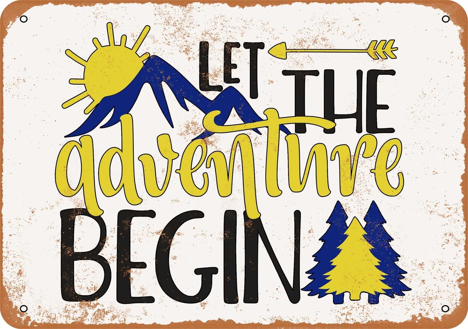 Miaomansenstore Metal Sign - Let The Adventure Begin - Vintage Look Home Decor