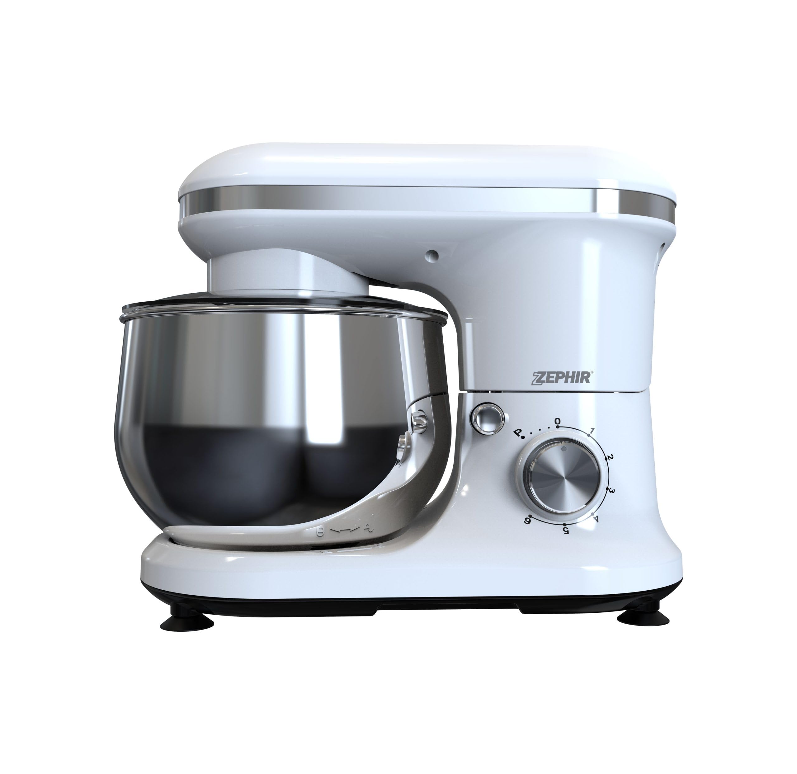 Zephir Impastatrice Deluxe 1000W con Ciotola in Acciaio 5,0L, 6 Velocità + Pulse, Accessori Inclusi, Ingranaggi in Acciaio, Corpo in ABS