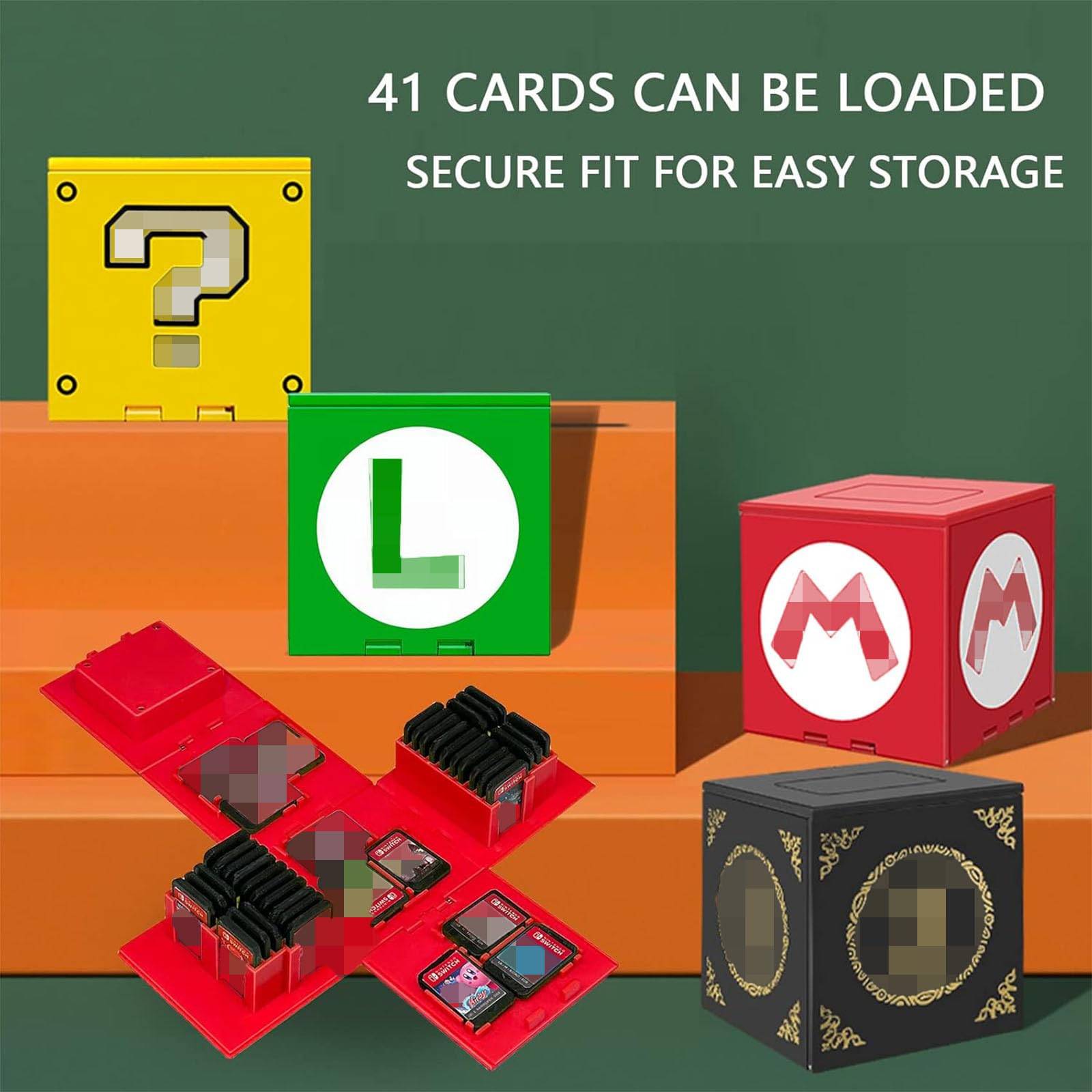 Kakbrt Games Card Storage Case für Switch,Passend für bis zu 41 Switch Spiele Aufbewahrungssystem Spielkarten Organizer Reisebox Hartschalen,Grosse Kapazität (M Red)