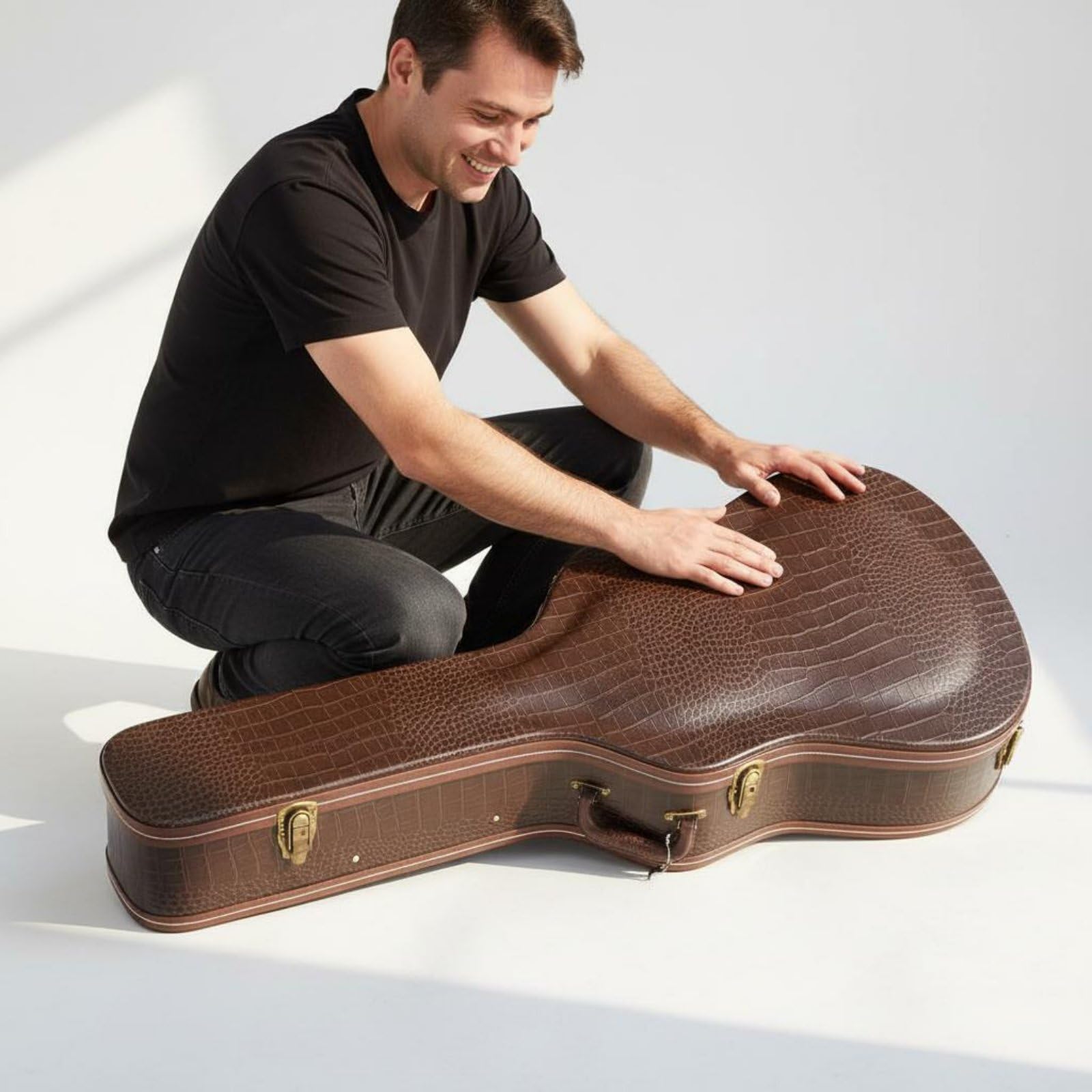 predolo Custodia Protettiva Chitarra Acustica Custodia Rigida Valigetta Rigida Astuccio Trasporto con Maniglia Ergonomica E, Custodia Per Chitarra Classica 39 Pollici, Array, Nero
