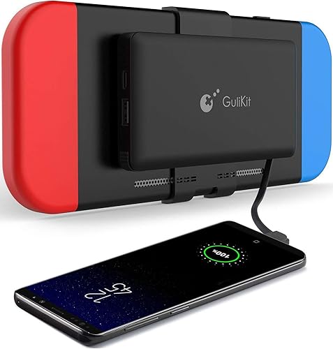 GuliKit para Nintendo Switch Attached Power Bank, Battery Master, 10000mAh 5V3A Flash recargable Tech, estuche de carga de batería de reserva para
