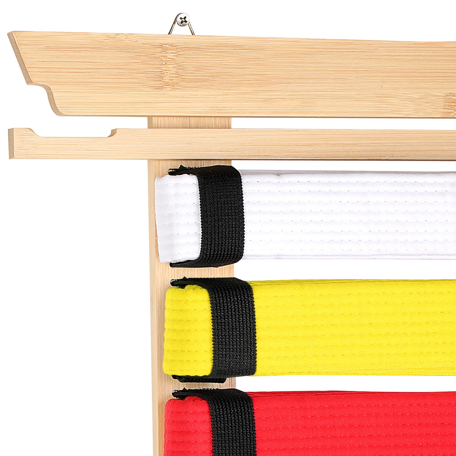 JUXYES Organizador de cinturones de artes marciales para pared 8-12 cinturones, soporte de bambú para karate