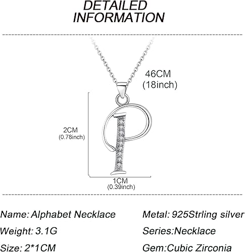 Miniatura 3 de GDDX 26 Alphabet Letter Pendant Necklace 925 Sterling Silver Cubic Zirconia Initial Necklaces With 18" Gifts for Women Girls