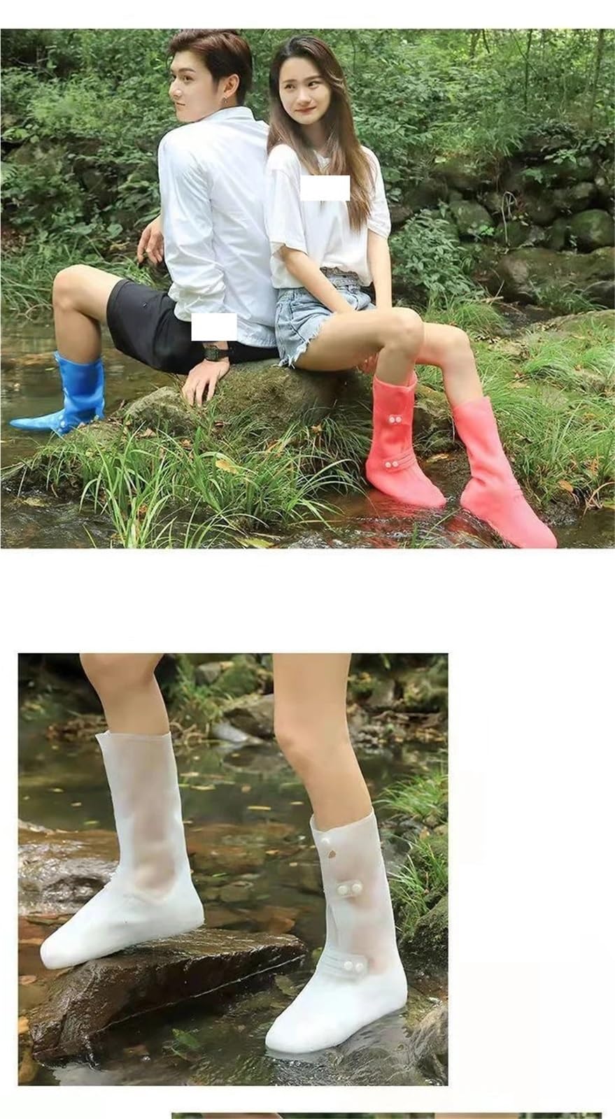 Regen-Schuh-Abdeckung, langes Rohr, wasserdicht, verdickend, rutschfest, verschleißfest, hohes, hohe Oberseite, nasses Outdoor-Silikon, Wasser-Schuh-Abdeckung für Schuhe(L)