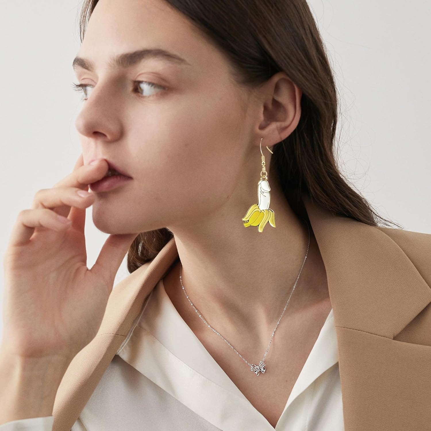 Cute Peeled Banana Earrings for Women Alloy Oil Dripping Fruit Food Earrings Party Jewelry - Image 3