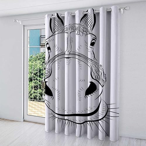 The Horse Head - Cortinas opacas para oscurecer la habitación, 1 panel, 40 pulgadas de ancho x 47 pulgadas de alto
