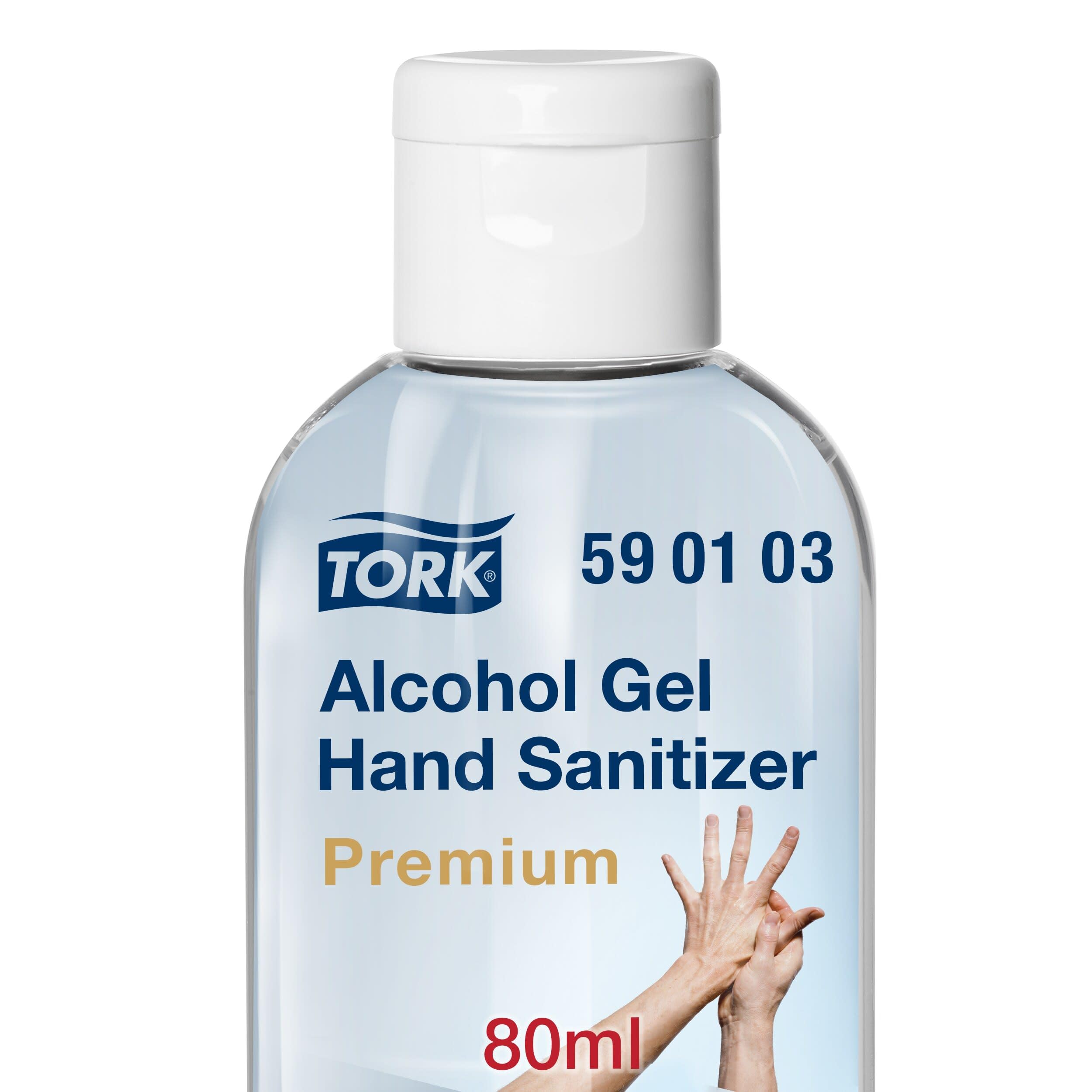 Tork Gel desinfectante para manos con alcohol, tamaño práctico para llevar, 24 x 80 ml, 590103