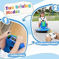Vista 5 de TOBBI Caracol Auto Chocador para Bebé, Juguete Eléctrico de 12V para Niños con Control Remoto/Calcomanías Divertidas DIY para Niños/Giro de 360