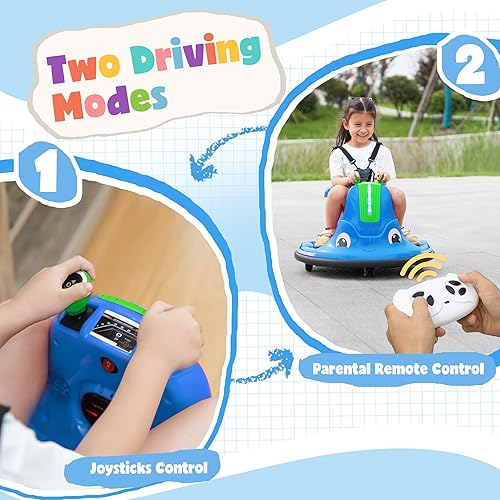 Miniatura 5 de TOBBI Caracol Auto Chocador para Bebé, Juguete Eléctrico de 12V para Niños con Control Remoto/Calcomanías Divertidas DIY para Niños/Giro de 360