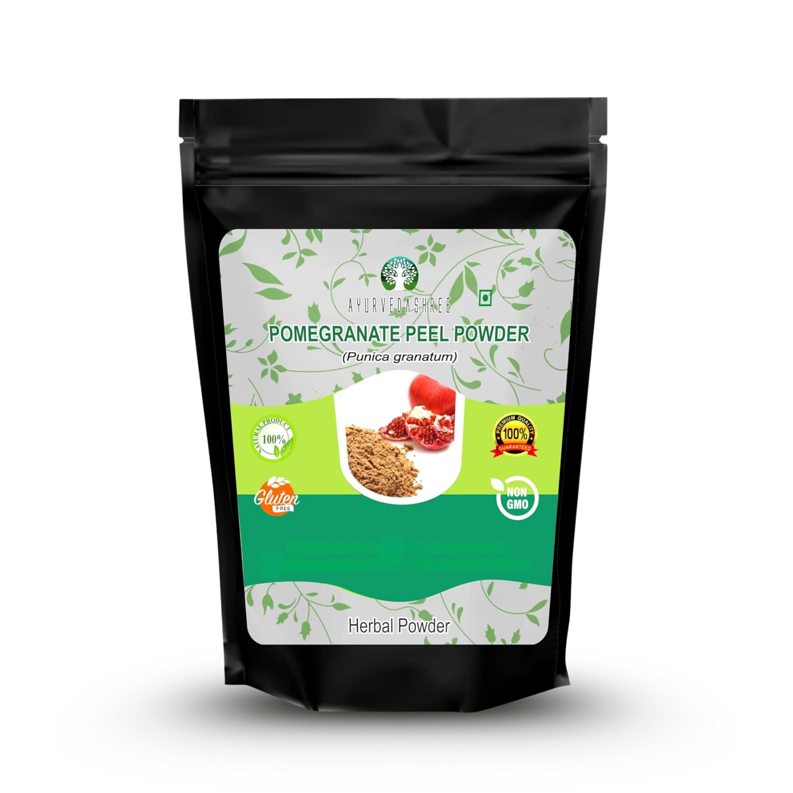 Ayurvedashree Granatapfelschalenpulver, 50 g, Antioxidans für die Haut, fördert eine junge Haut, natürliches Punica Granatum, glutenfrei und GVO-frei, Hautpflege, 50 g (1 Stück)